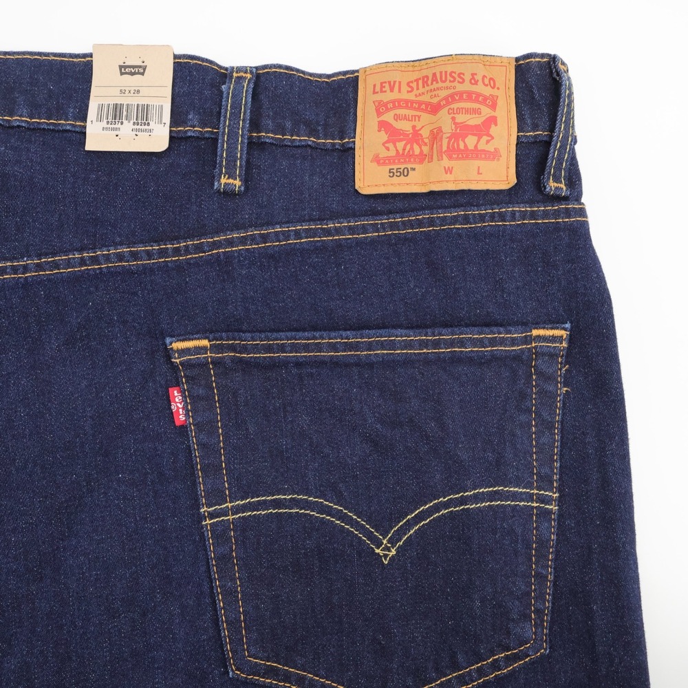 NEW Levi's 550 Relaxed Fit Jeans Indigo Blue Stretch Denim Mens 52x28